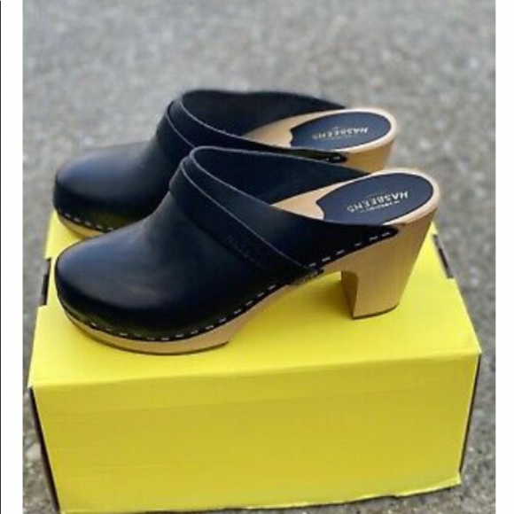 Swedish Hasbeens slip in classic clogs, super-high  black, size 37 - Picture 5 of 16
